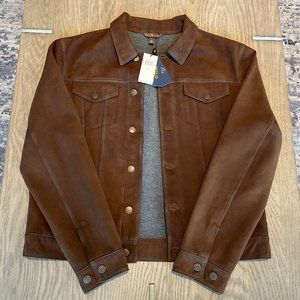 Men's Polo Ralph Lauren Nubuck Brown Suede Trucker Jacket - Large NWT